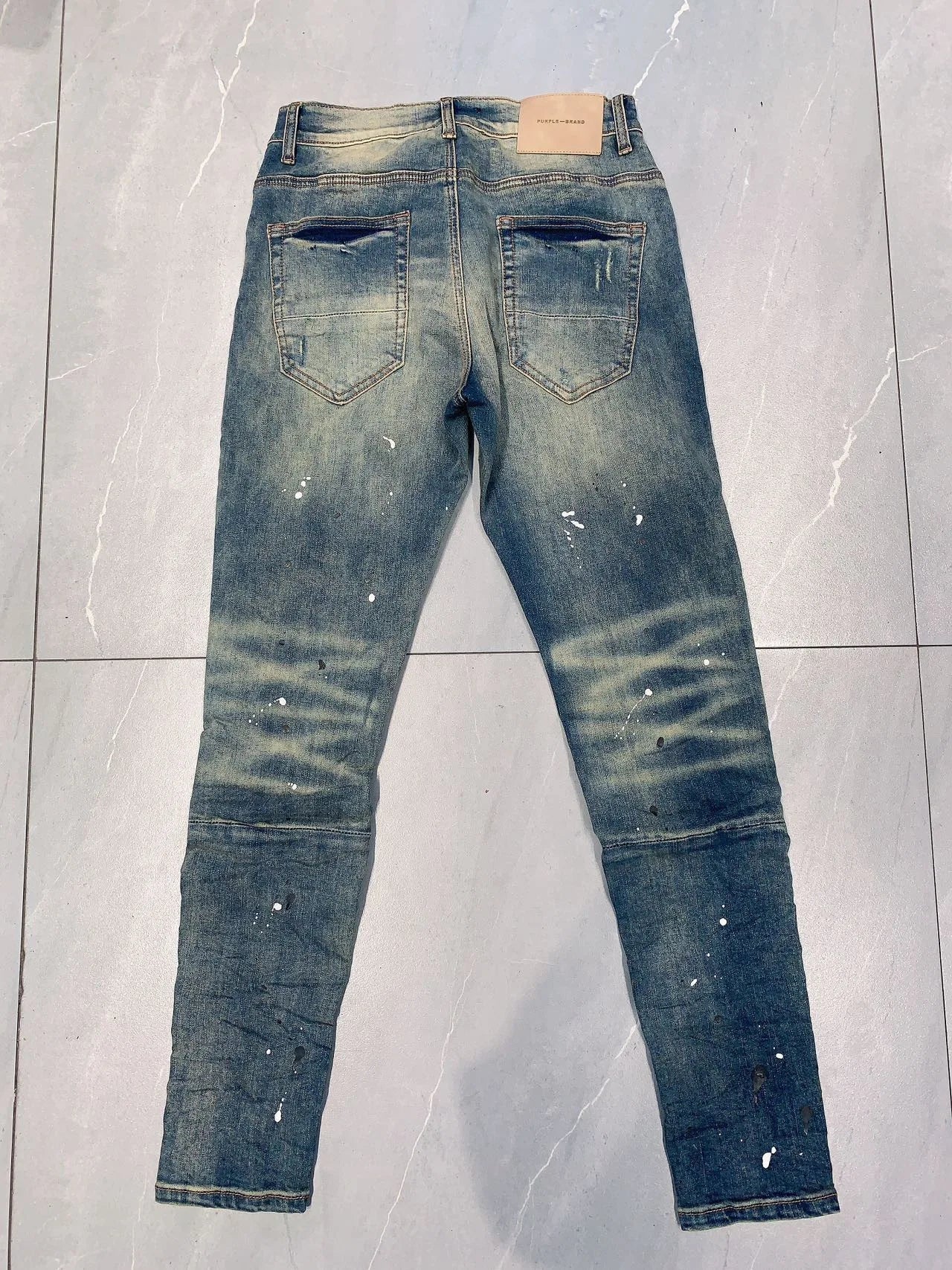 2024 New Fashion Purple Brand Jeans High Street Do It Mud Yellow Wash Jeans