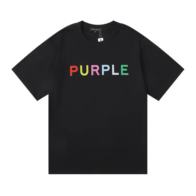 24SS new Purple brand 1:1 summer tide brand letters Logo colorful printing hip-hop men and women casual short-sleeved T-shirt