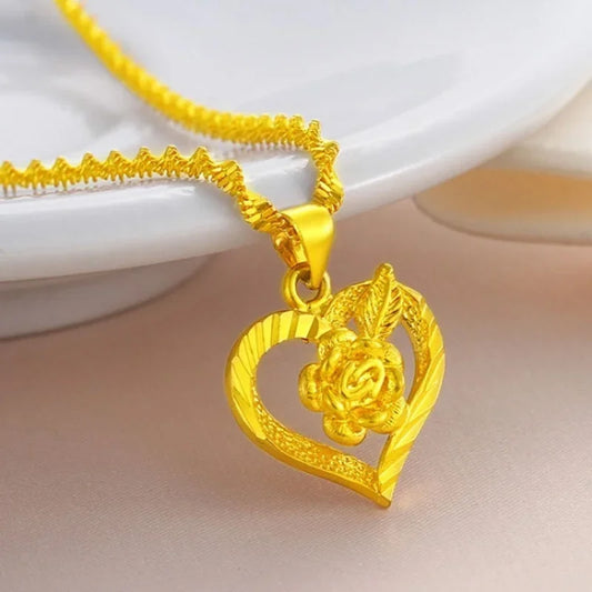 9999 24K real gold necklace women's real gold necklace pendant gold necklace