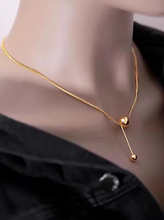 9999 real gold 24K yellow gold Necklace Women's High-grade Clavicle Chain