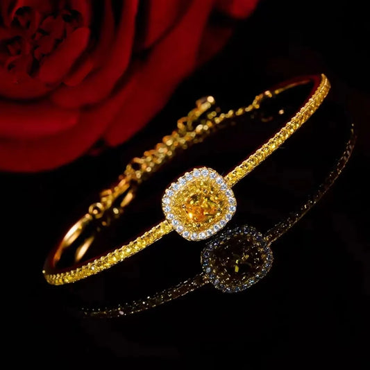 9999 real gold 24K yellow gold Women's Bracelet with Sugar and Diamond Bracelet