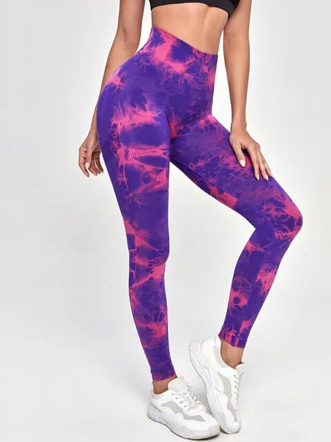 Tie Dye Yoga Pants Sport Leggings Women Seamless High Waist Push Up Woman Tights Fitness Workout Leggins Gym Clothing 2023 New