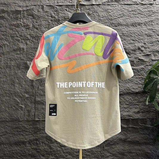 2024 Tops Print Male Tees Shirts Heather Men's T-shirt Alphabet Watercolor