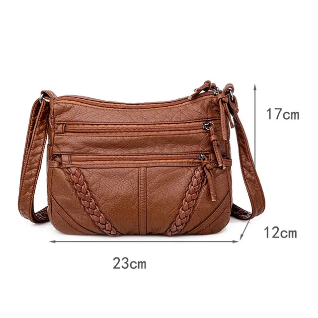 Vintage Luxury Designer Handbag Women Shoulder Bag Soft PU Leather Retro Ladies Large Messenger Crossbody Bags Phone Bag Purse