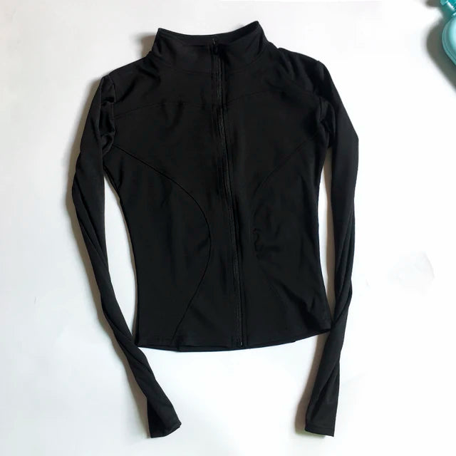Women\'s Long-Sleeved Yoga Zipper Jacket Fitness Warm Top Sportswear Running Jacket Yoga Shirt Women