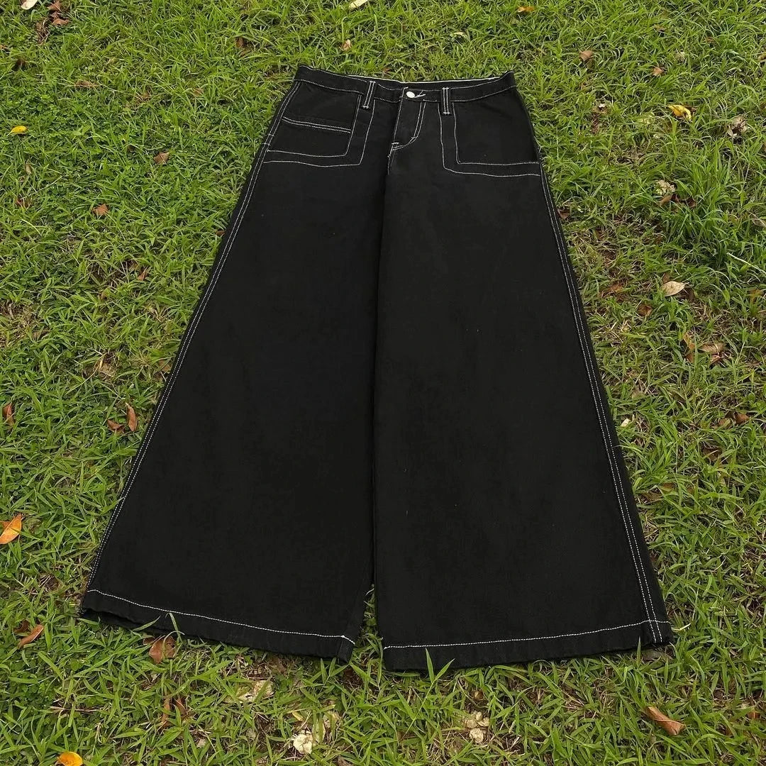 Y2k Street Fashion Jeans Hip Hop Women's Vintage Letter Print Large Baggy Jeans New Harajuku Casual Gothic Wide Leg Pants